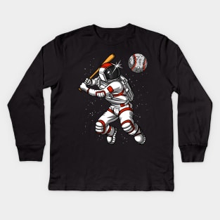 Space Astronaut Baseball Kids Long Sleeve T-Shirt